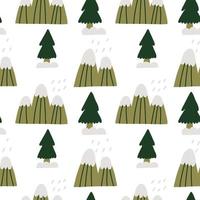 Seamless pattern of mountain pines in the snow vector