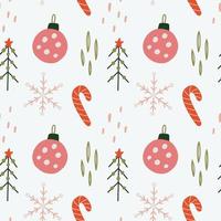 Christmas seamless pattern tree lollipop toy vector