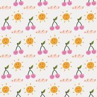 Summer seamless pattern characters cherry sun vector