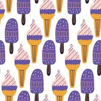 Seamless summer ice cream pattern vector