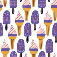 Seamless summer ice cream pattern vector