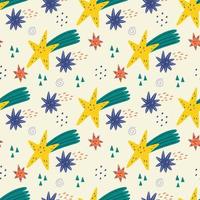 Characters bright stars seamless pattern vector