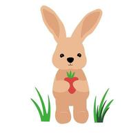 Rabbit vector stock illustration. Plush toy bunny. Easter card. The symbol of 2022. Isolated on a white background.