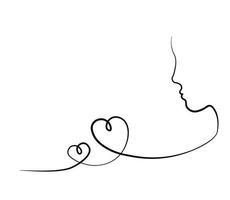 Female tender love vector stock illustration. Tangled curly round doodle hand drawn with a thin line, shape separator. Isolated on a white background.