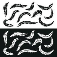 black and white feather icon set vector