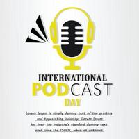 Flat design international podcast day concept Free Vector