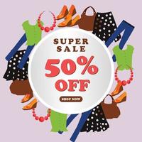 Flat summer sale illustration free vector