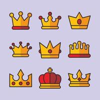 Crown Flat Color Icon Collection vector