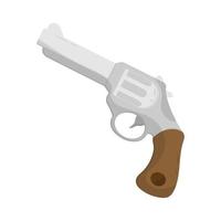 Vector cartoon revolver gun design on isolated background.