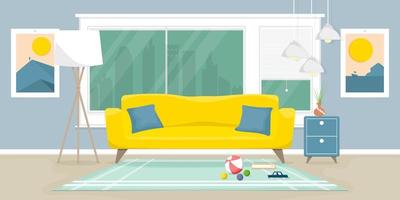 Vector room rest creation, Room living relaxing design, Marketing illustration online.