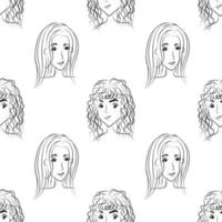 Women lines drawn. Backgrounds, textures, seamless patterns. vector