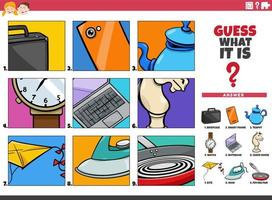 guess cartoon objects educational game for children vector