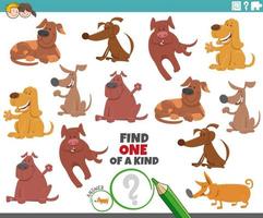 one of a kind task for children with cartoon dogs vector