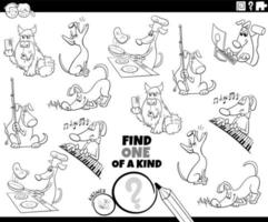 one of a kind game with funny cartoon dogs coloring page vector