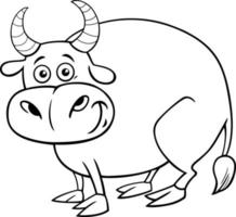 funny bull farm animal character coloring book page vector