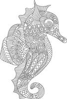 Seahorse Coloring Pages For Mandala vector