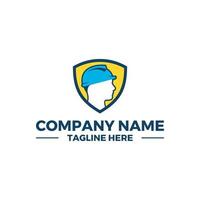 a building logo with a safety helmet vector