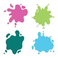 Hand drawn set of color paint splashes. Different shapes of paint splatter and drops, ink blobs . Vector illustration isolated on white background.
