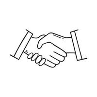 Hand drawn handshake doodle. Agreement or deal. Business concept in sketch style. Vector illustration isolated on white background.