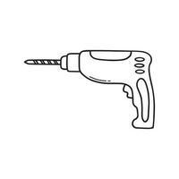 Hand drawn saw doodle. Construction tool in sketch style. Vector illustration isolated on white background.