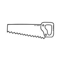 Hand drawn saw doodle. Construction tool in sketch style. Vector illustration isolated on white background.