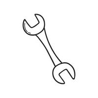 Hand drawn wrench doodle. Construction tool in sketch style. Vector illustration isolated on white background.