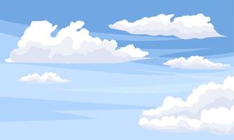 ilustración vectorial, cielo azul con nubes blancas, como fondo o imagen de banner, día internacional del aire limpio para cielos azules. vector