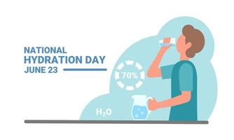 Vector illustration, a man drinking water, as a banner or poster, national hydration day.