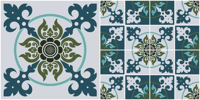 Seamless Thai applied art patterns. Tile style for modern wall and floor decoration.