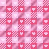 Seamless Plaid Background Pink Heart Shape vector