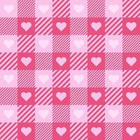 Seamless Plaid Background Pink Heart Shape vector
