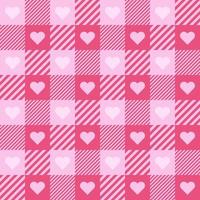 seamless, tela escocesa, plano de fondo, rosa, corazón, forma vector