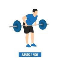 the athlete performs the bent-over rows exercise with barbell in a minimalistic line style, gym, decor for sports magazine vector