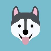 Cute siberian husky dog face icon, vector illustration