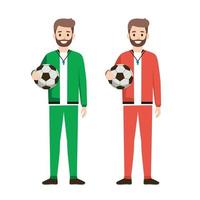 football coach mascot flat illustration isolated on white background set vector