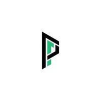 abstract initial letter P logo in black and green color isolated in white background applied for animation studio logo also suitable for the brands or companies that have initial name P or PP vector