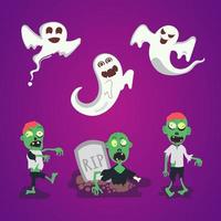 Zombie and ghost character collection vector