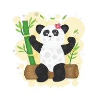Cute panda watercolor illustration vector