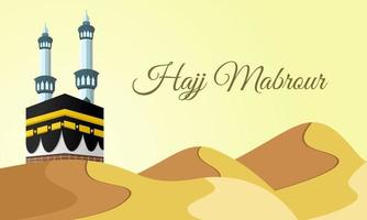 Hajj Mabrour Design with Kaaba and Desert vector