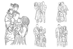 Premium Vector  Set bundle line art drawing simple couple love