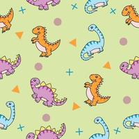 cute big colorful dinosaur animal seamless pattern colorful object wallpaper with design pastel green. vector