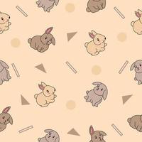 cute many rabbit animal seamless pattern chocolate object wallpaper with design cream. vector