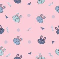 cute many rabbit head animal seamless pattern object wallpaper with design white. vector