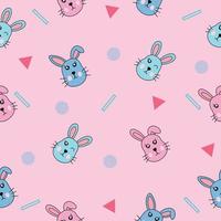 cute many colorful animal head animal seamless pattern object wallpaper with design light pink. vector