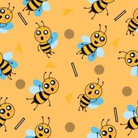 Fondo de pantalla de objeto negro de patrones sin fisuras de animales de abeja lindo lindo con diseño naranja. vector