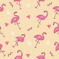 cute pink stork animal seamless pattern pink object wallpaper with design pastel cream. vector