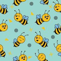 cute cute little bee animal seamless pattern blue object wallpaper with design sea blue. vector