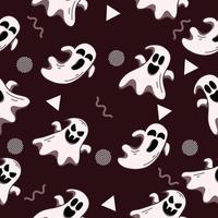 cute white ghost seamless pattern object wallpaper with design dark red. vector