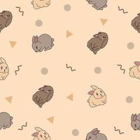 lindo muchos animales de conejo de patrones sin fisuras objeto de chocolate papel tapiz con crema de diseño. vector