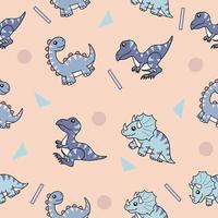 cute many colorful dinosaur animal seamless pattern colorful object wallpaper with design light cream. vector